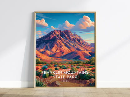 Franklin Mountains State Park, Texas Poster | Desert Peaks & Desert Sky Wall Art — framed wall art
