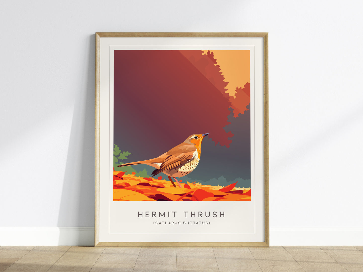 Hermit Thrush Poster | Woodland Songbird Forest Art Wall Art — framed wall art