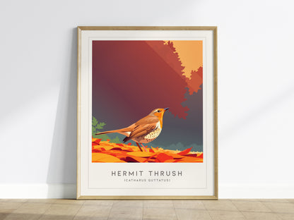 Hermit Thrush Poster | Woodland Songbird Forest Art Wall Art — framed wall art