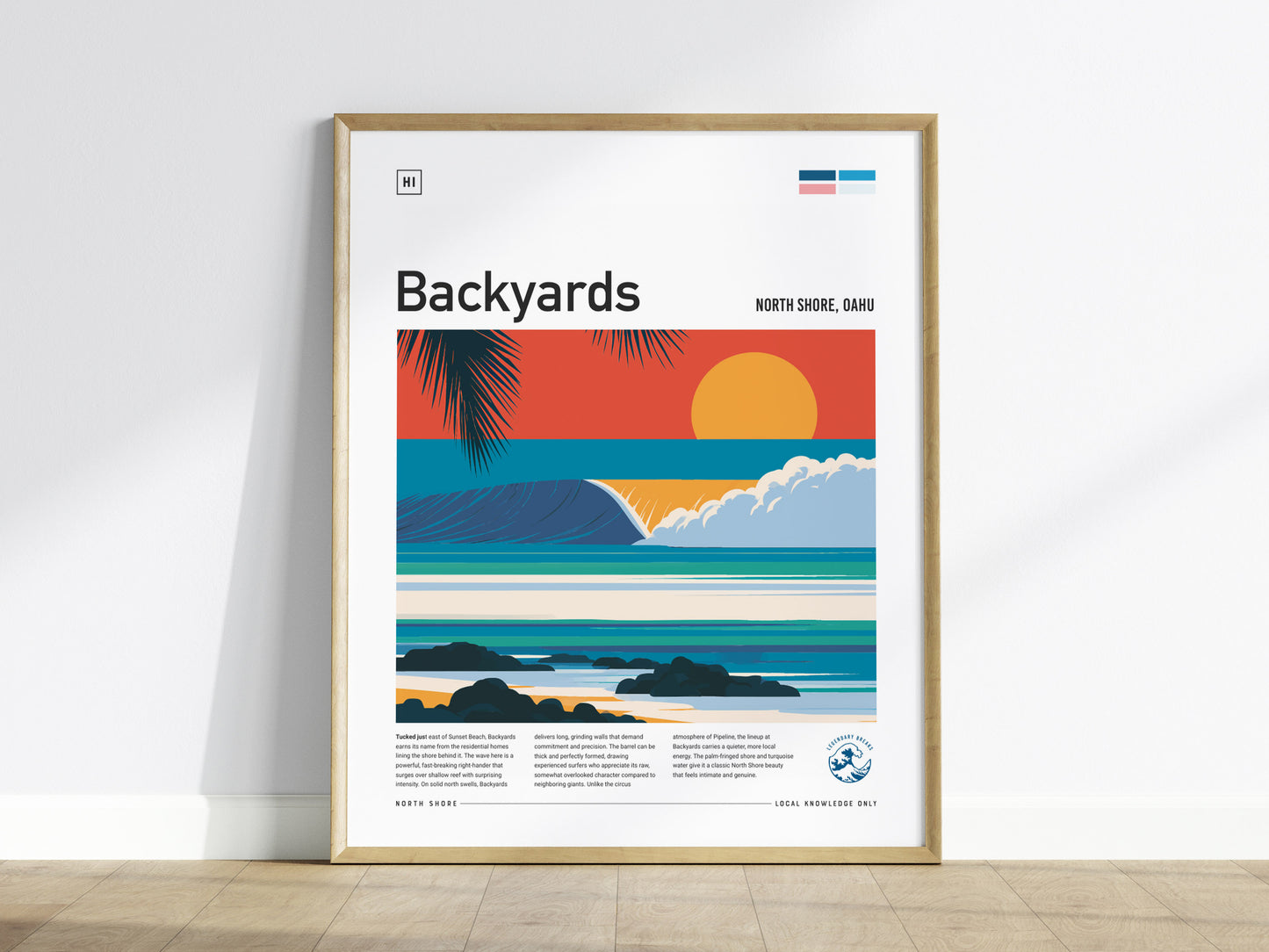 Backyards, Hawaii Poster | Tropical Surf Break Paradise Wall Art — framed wall art