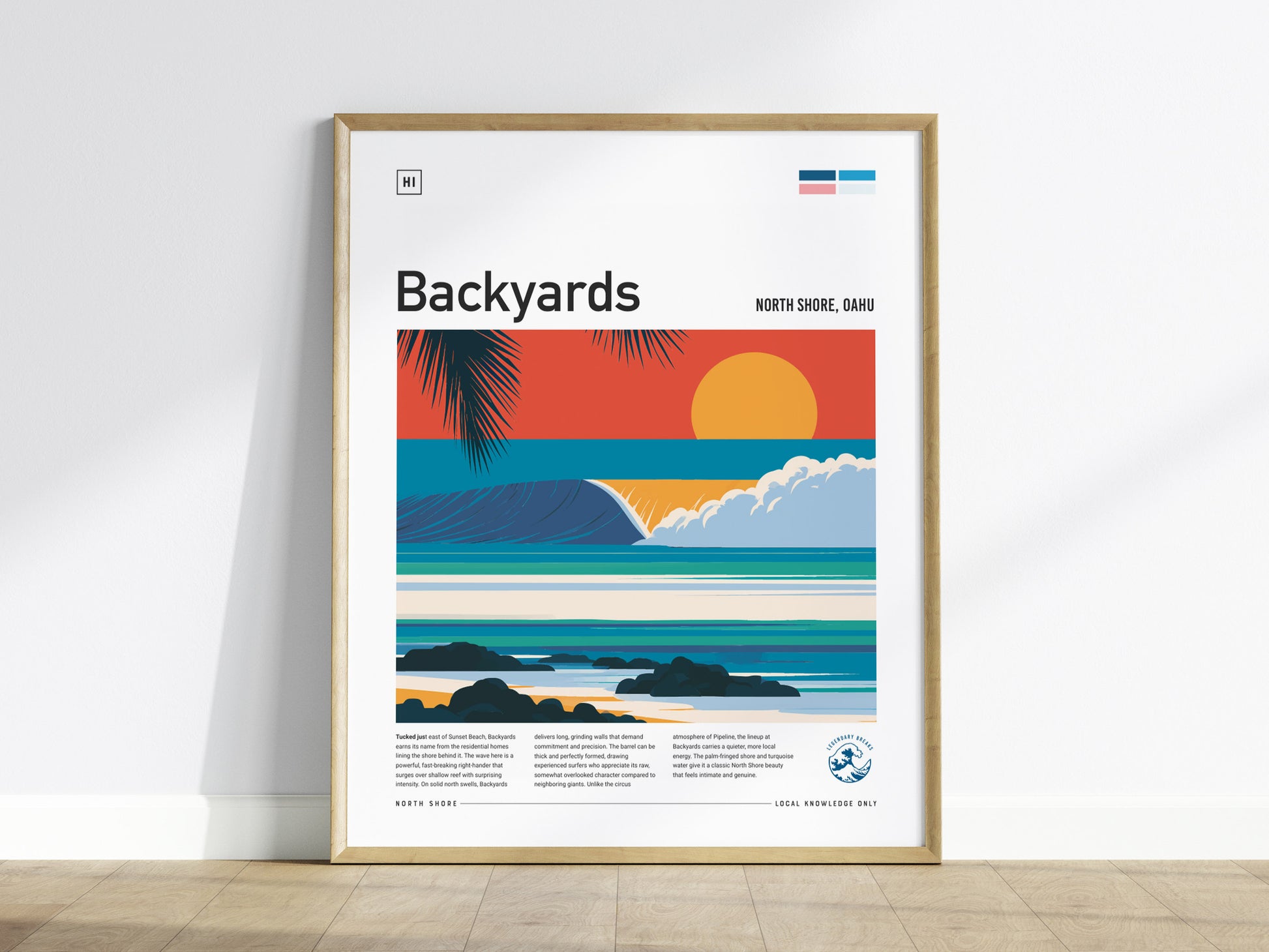 Backyards, Hawaii Poster | Tropical Surf Break Paradise Wall Art — framed wall art