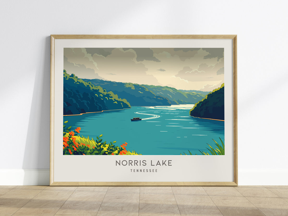 Norris Lake Landscape Matte Border Poster | Tennessee Vacation Wall Art — framed wall art