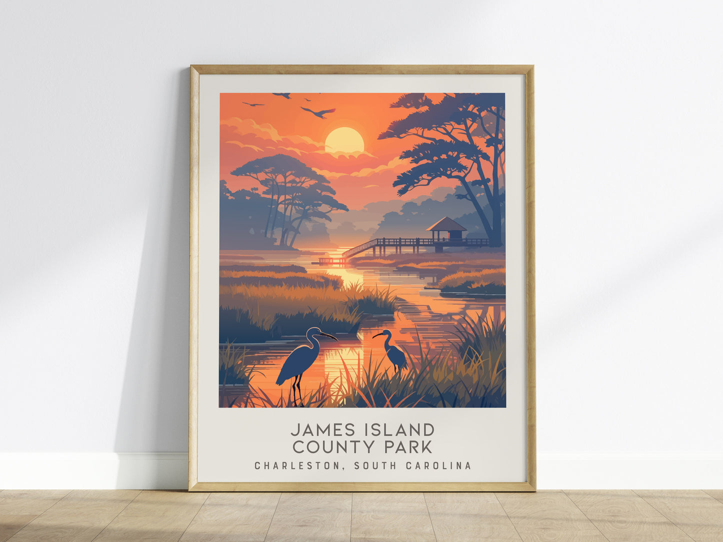 James Island County Park Matte Border Poster | Charleston, South Carolina Beach House Decor — framed wall art