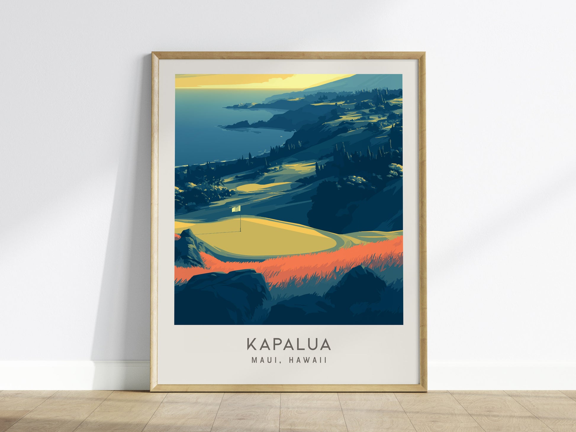 Kapalua Matte Border Poster | Maui, Hawaii Golf Course Print Travel Wall Art — framed wall art