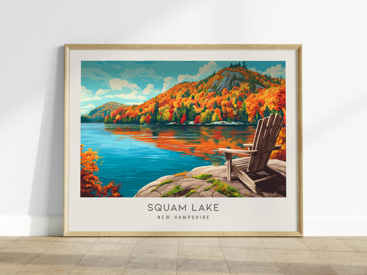 Squam Lake Landscape Matte Border Poster | New Hampshire Destination Print — framed wall art