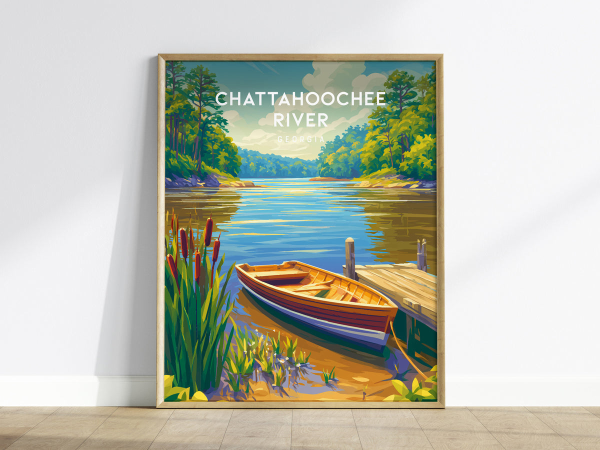 Chattahoochee River, Georgia Poster | Tropical Beach Print Beach House Decor Wall Art — framed wall art