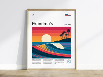Grandma's, Maui, Hawaii Poster | Tropical Surf Wall Art — framed wall art