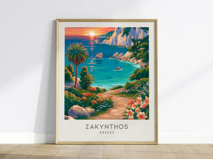 Zakynthos Matte Border Poster | Greece Travel Wall Art — framed wall art