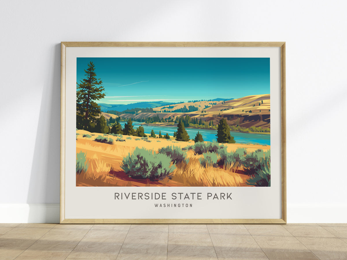 Riverside State Park Landscape Matte Border Poster | Washington Framed or Unframed Travel Gift — framed wall art
