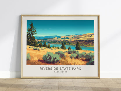 Riverside State Park Landscape Matte Border Poster | Washington Framed or Unframed Travel Gift — framed wall art