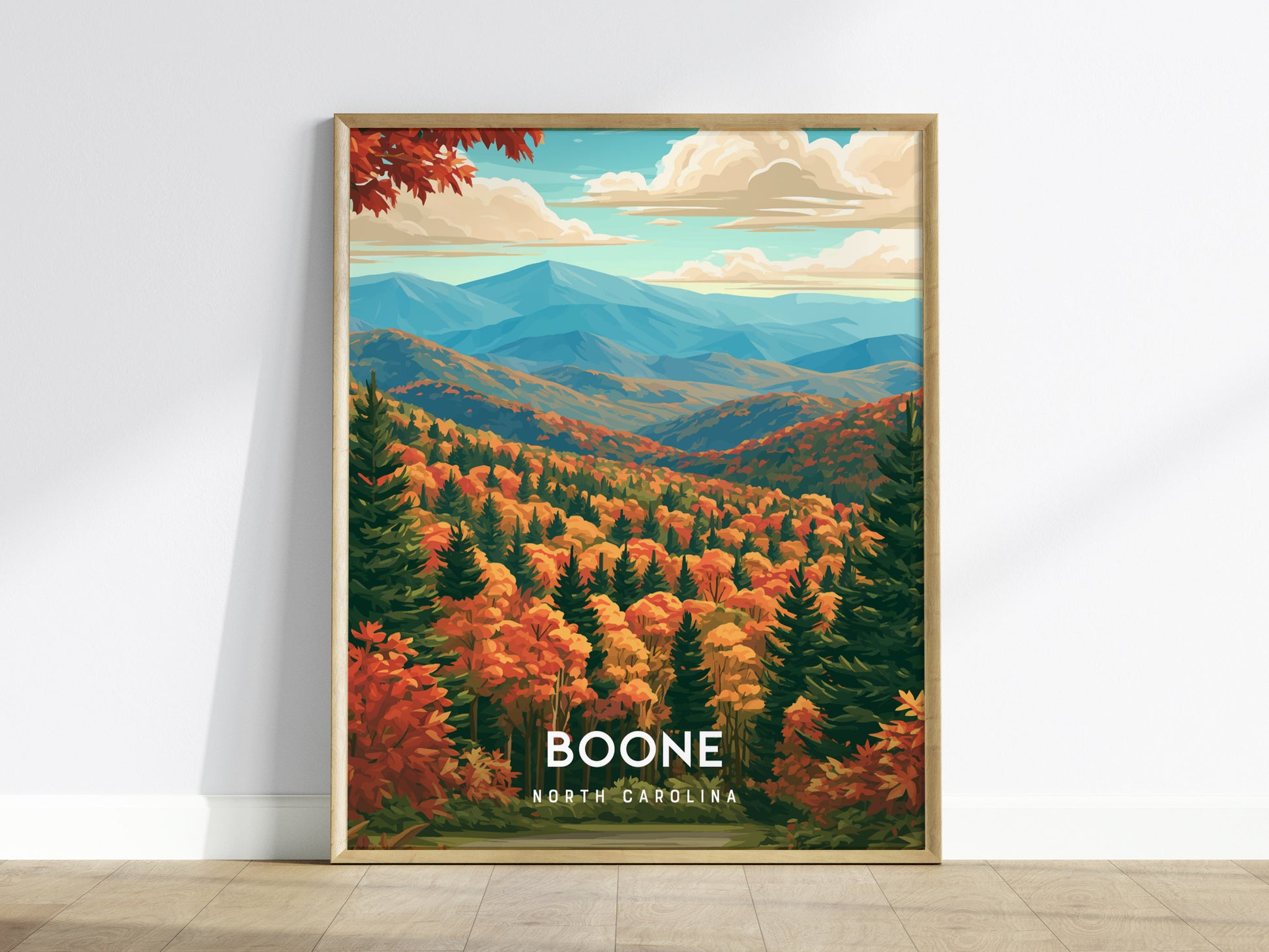 Boone, North Carolina Poster | Blue Ridge Mountain Charm Wall Art — framed wall art