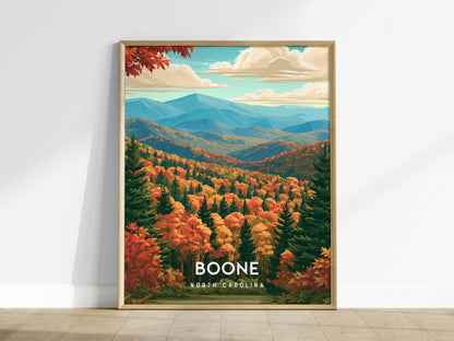 Boone, North Carolina Poster | Blue Ridge Mountain Charm Wall Art — framed wall art