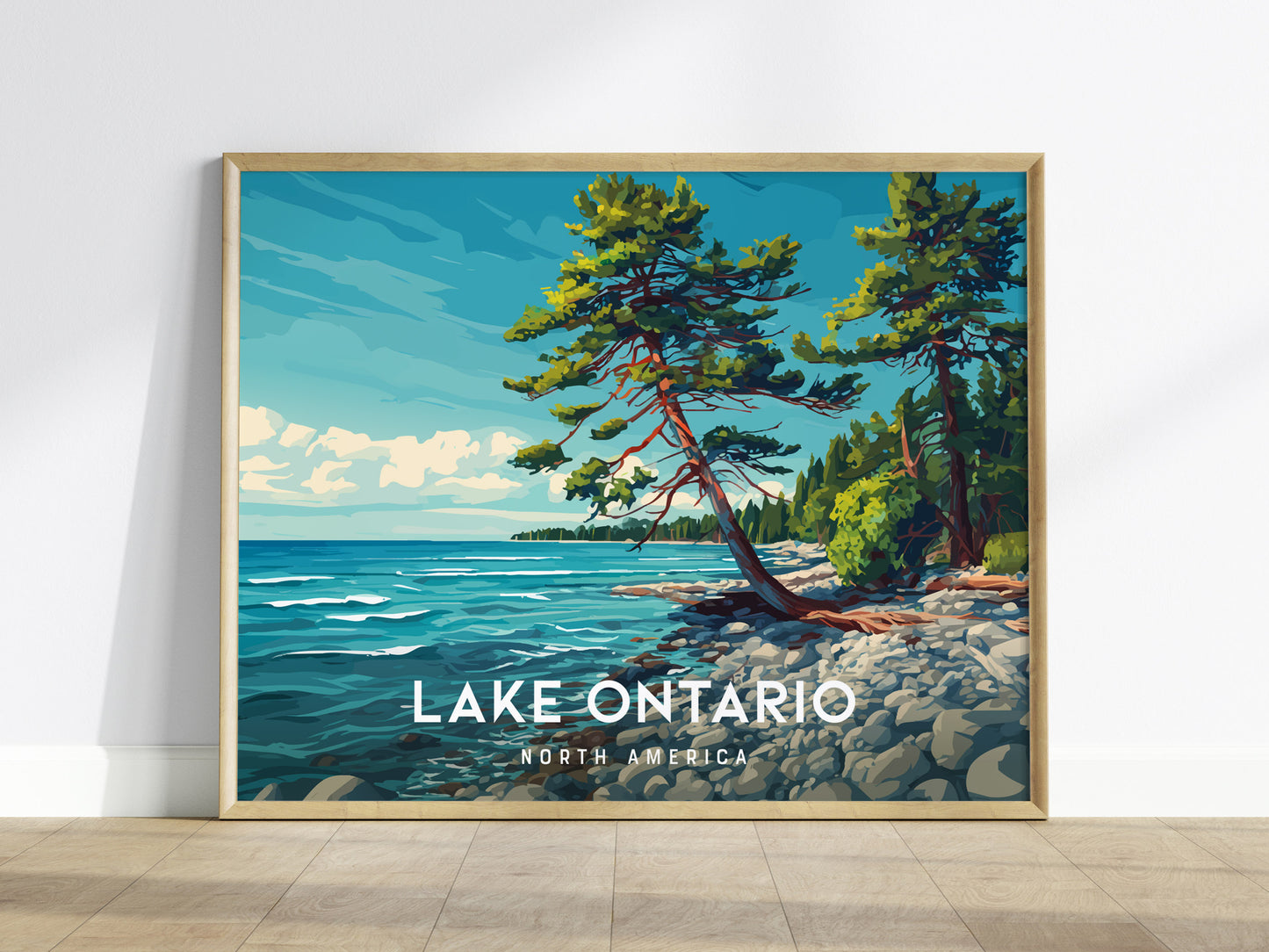 Lake Ontario Landscape Poster | North America Destination Print | Coastal Beach Decor Wall Art — framed wall art