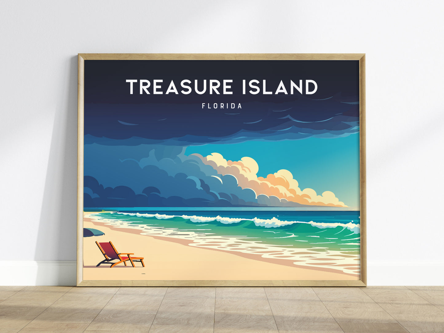 Treasure Island, Florida Poster | Landscape Gulf Coast Art Beach House Decor Wall Art — framed wall art