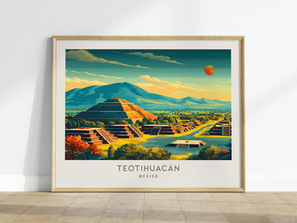 Teotihuacán Landscape Matte Border Poster | Mexico Ancient Ruins Framed or Unframed Travel Gift — framed wall art