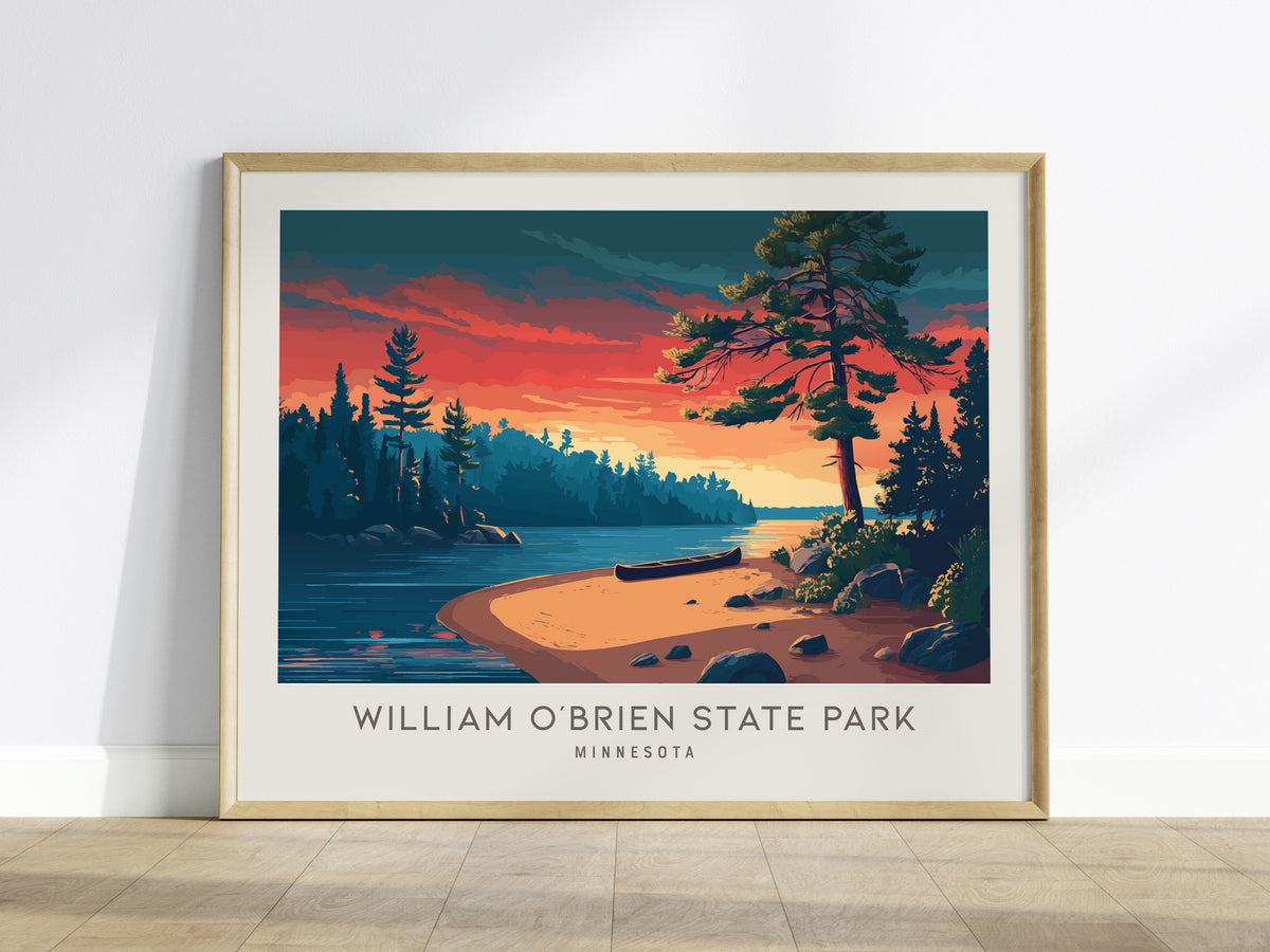 William O'Brien State Park Landscape Matte Border Poster | Minnesota Vacation Wall Art — framed wall art