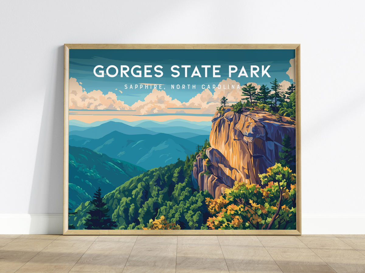 Gorges State Park Landscape Poster | Sapphire, North Carolina Framed or Unframed Beach House Decor — framed wall art