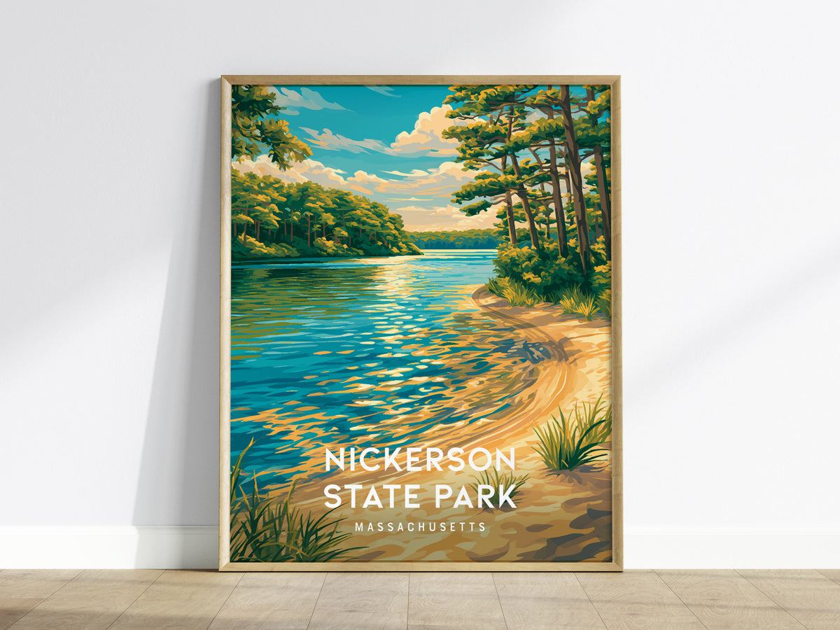 Nickerson State Park, Massachusetts Poster | Cape Cod Forest & Lake Wall Art — framed wall art