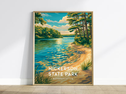Nickerson State Park, Massachusetts Poster | Cape Cod Forest & Lake Wall Art — framed wall art