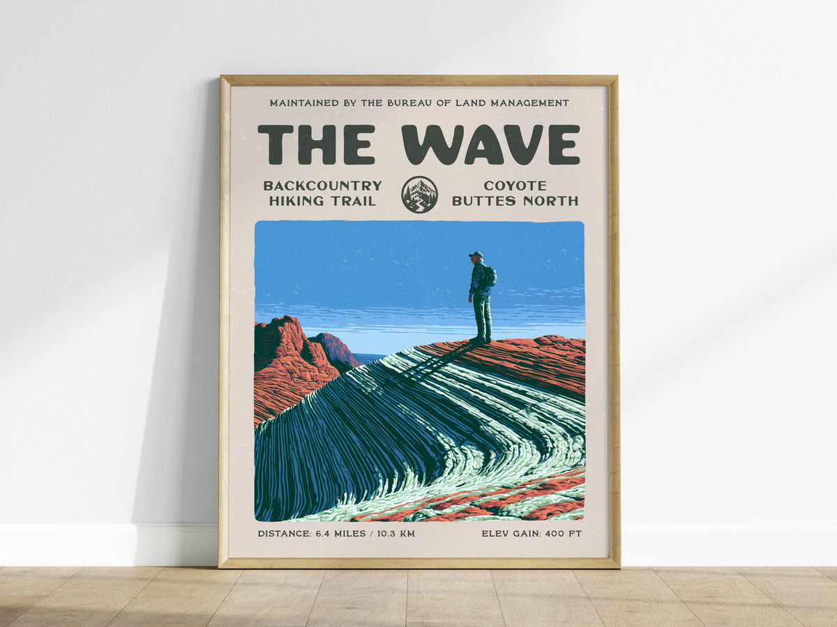 The Wave, Coyote Buttes North Poster | Hiker Gift | Backcountry Trail Wall Art — framed wall art