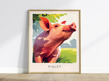 Piglet, Sus scrofa domesticus Poster | Adorable Farm Wildlife Nature Poster Wall Art — framed wall art