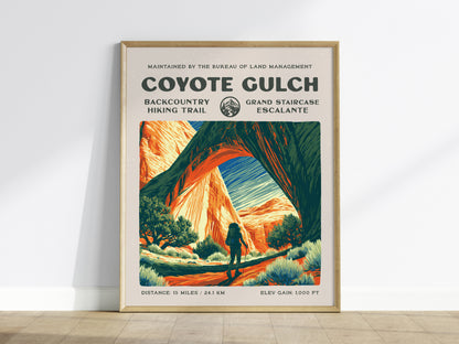 Coyote Gulch, Grand Staircase-Escalante Poster | Hiker Gift | Backcountry Trail Wall Art — framed wall art