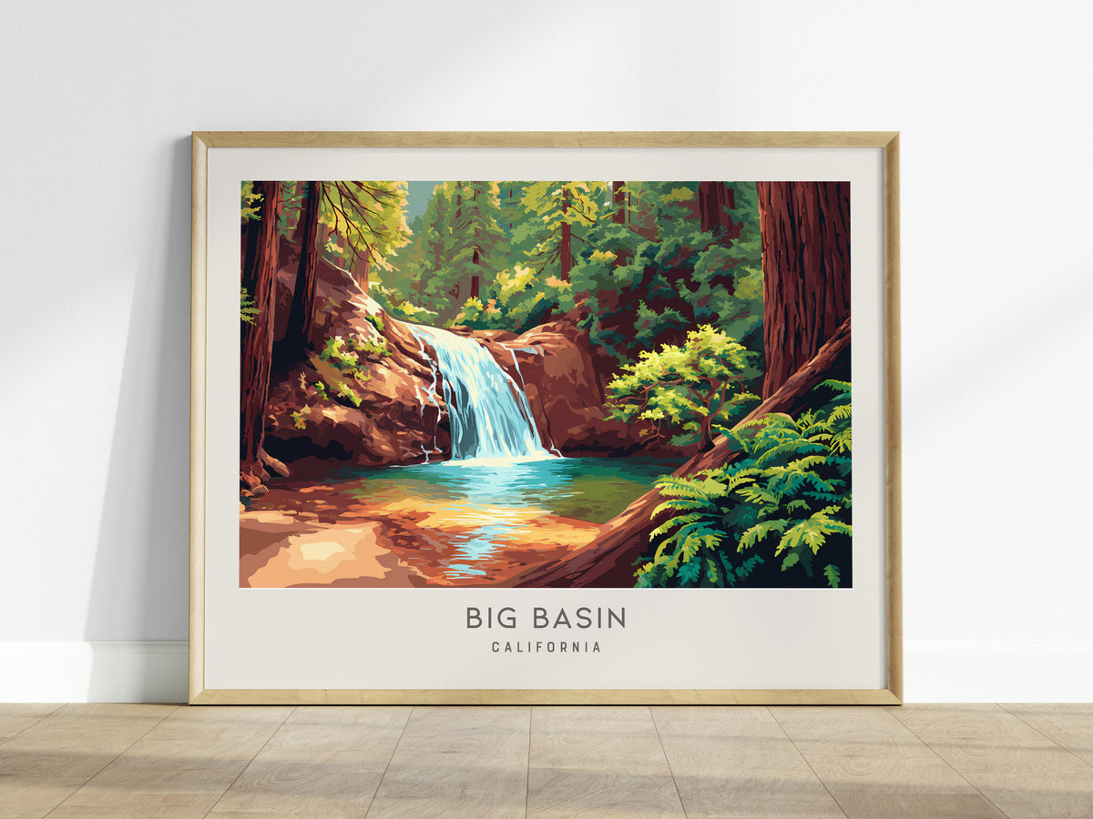 Big Basin Landscape Matte Border Poster | California Destination Print Framed or Unframed — framed wall art
