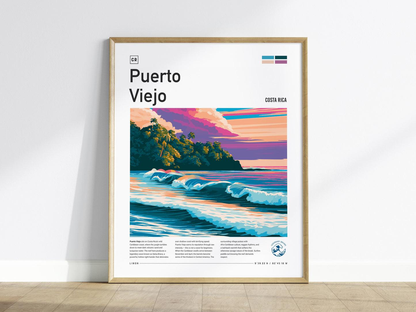 Puerto Viejo, Costa Rica Poster | Tropical Surf & Jungle Paradise Wall Art — framed wall art