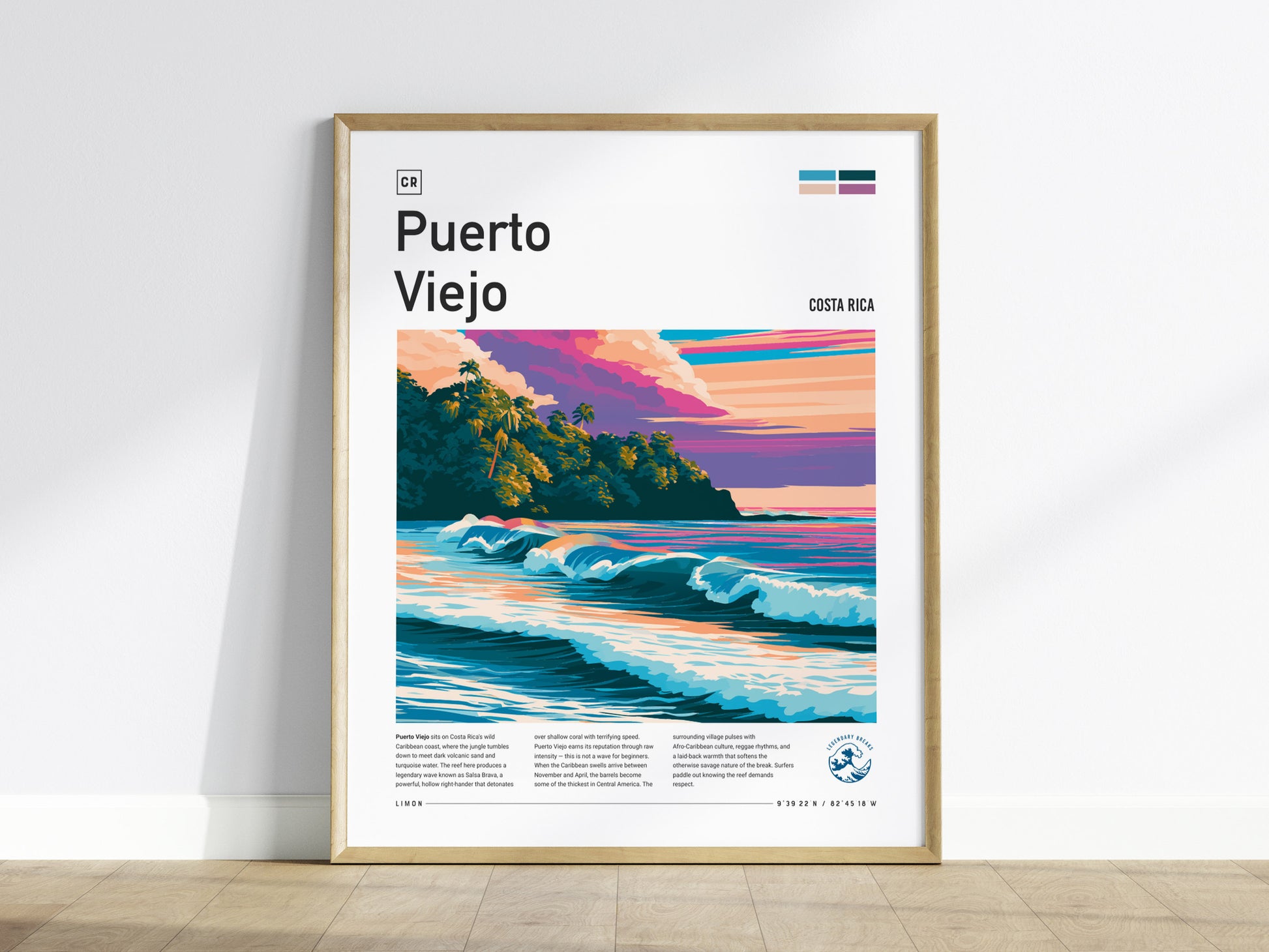 Puerto Viejo, Costa Rica Poster | Tropical Surf & Jungle Paradise Wall Art — framed wall art