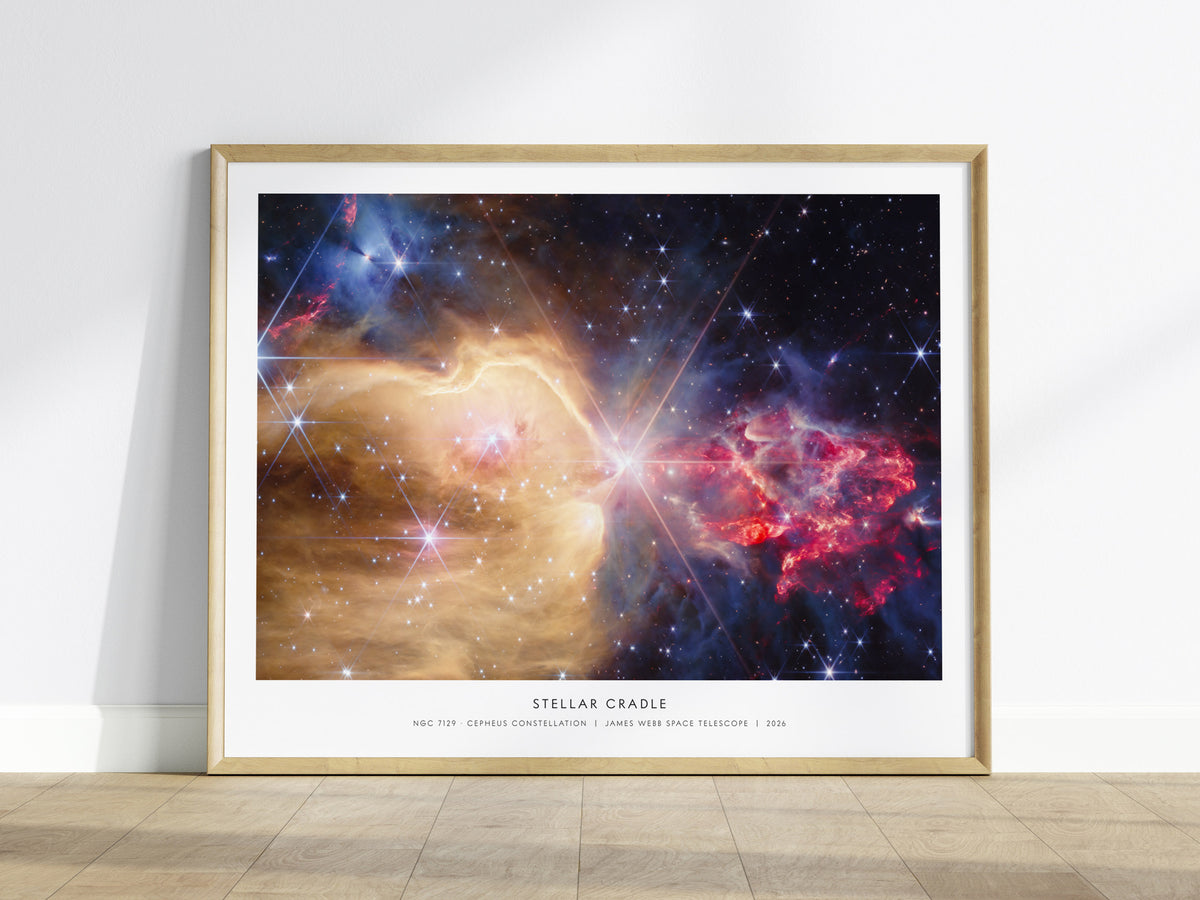 Stellar Cradle Landscape Poster | Ngc 7129 · Cepheus Constellation | NASA Astronomy Print Galaxy Wall Art — framed wall art