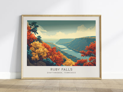 Ruby Falls Landscape Matte Border Poster | Chattanooga, Tennessee Travel Gift Framed or Unframed — framed wall art