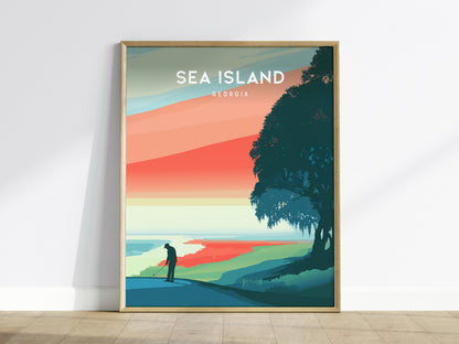 Sea Island, Georgia Poster | Golden Marshes & Fairways Golf Wall Art — framed wall art