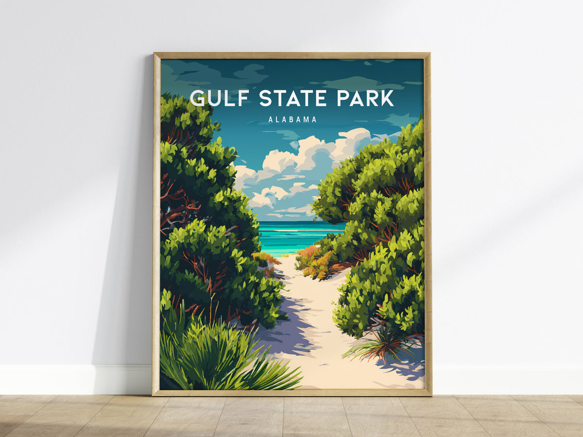 Gulf State Park, Alabama Poster | Beach House Decor Destination Print Wall Art — framed wall art