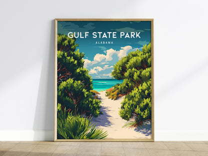 Gulf State Park, Alabama Poster | Beach House Decor Destination Print Wall Art — framed wall art
