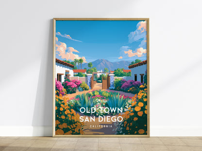 Old Town San Diego, California Poster | Historic Adobe & Fiesta Charm Wall Art — framed wall art