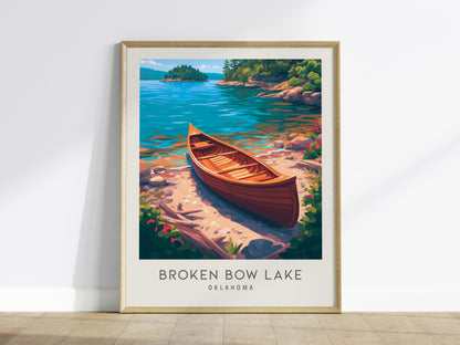 Broken Bow Lake Matte Border Poster | Oklahoma Destination Print Travel Wall Art — framed wall art