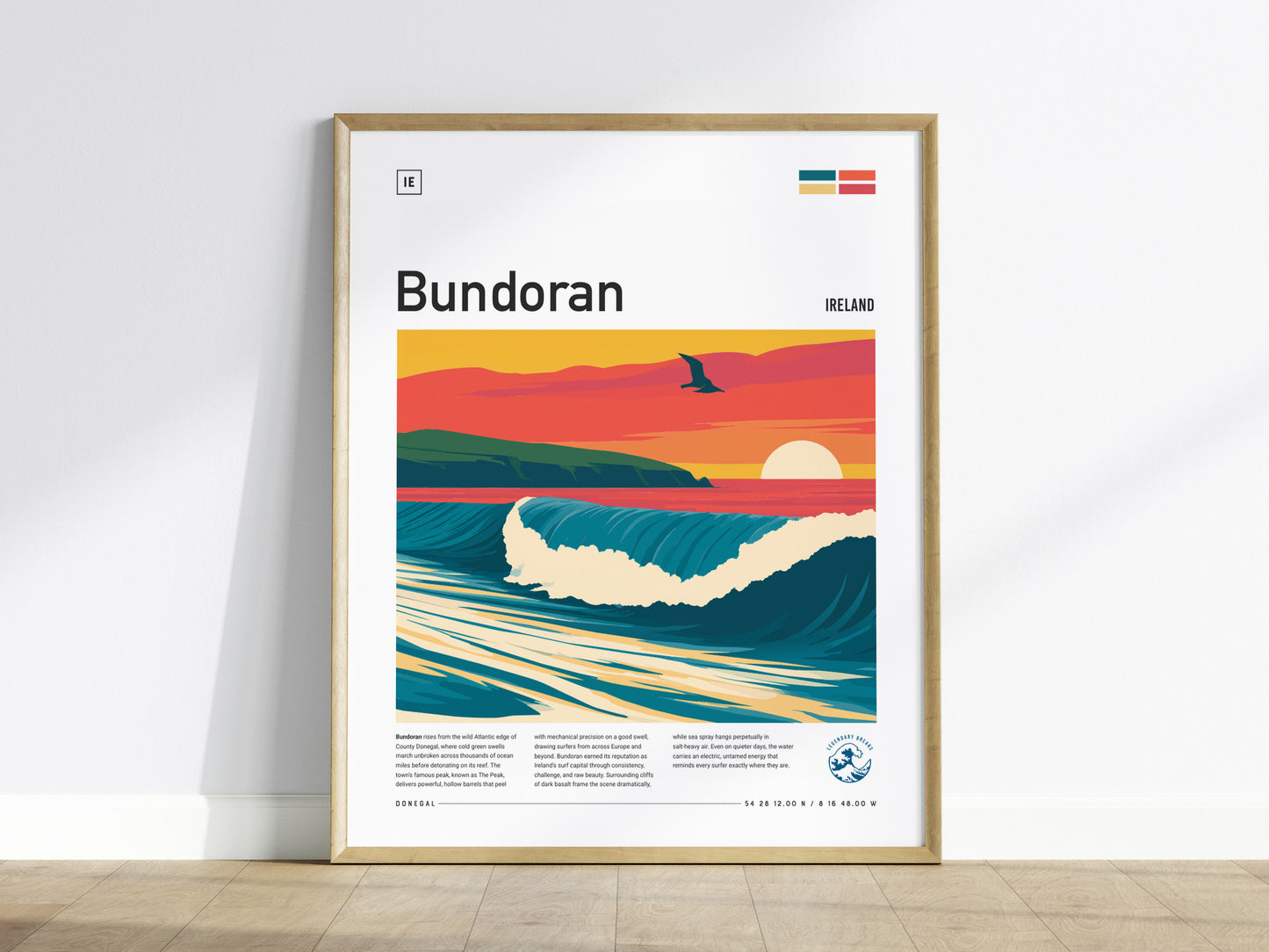 Bundoran, Ireland Poster | Wild Atlantic Surf Village Wall Art — framed wall art