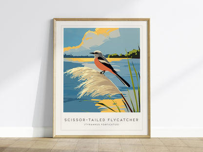 Scissor-tailed Flycatcher Poster | Graceful Prairie Bird Portrait Wall Art — framed wall art