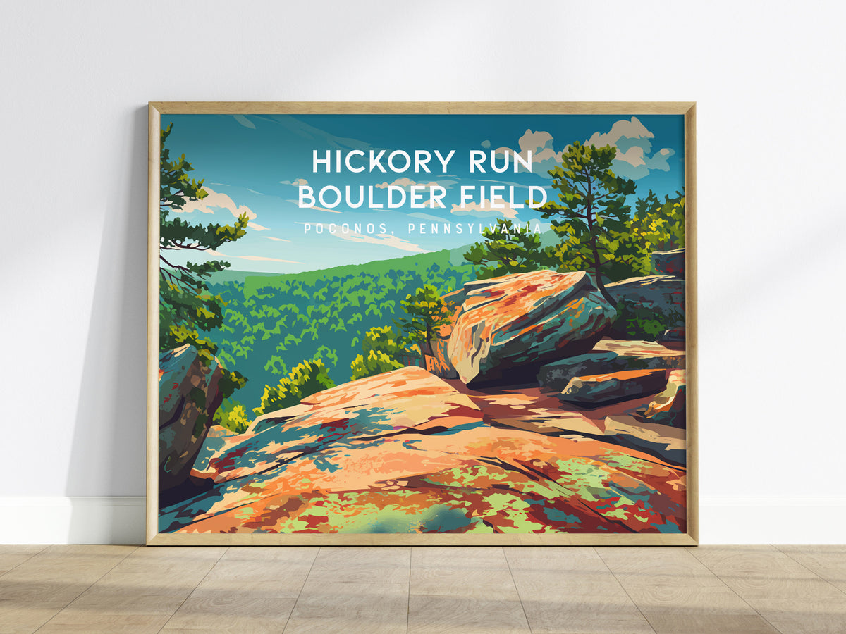 Hickory Run Boulder Field Landscape Poster | Poconos, Pennsylvania Destination Print Wall Art — framed wall art