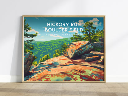 Hickory Run Boulder Field Landscape Poster | Poconos, Pennsylvania Destination Print Wall Art — framed wall art