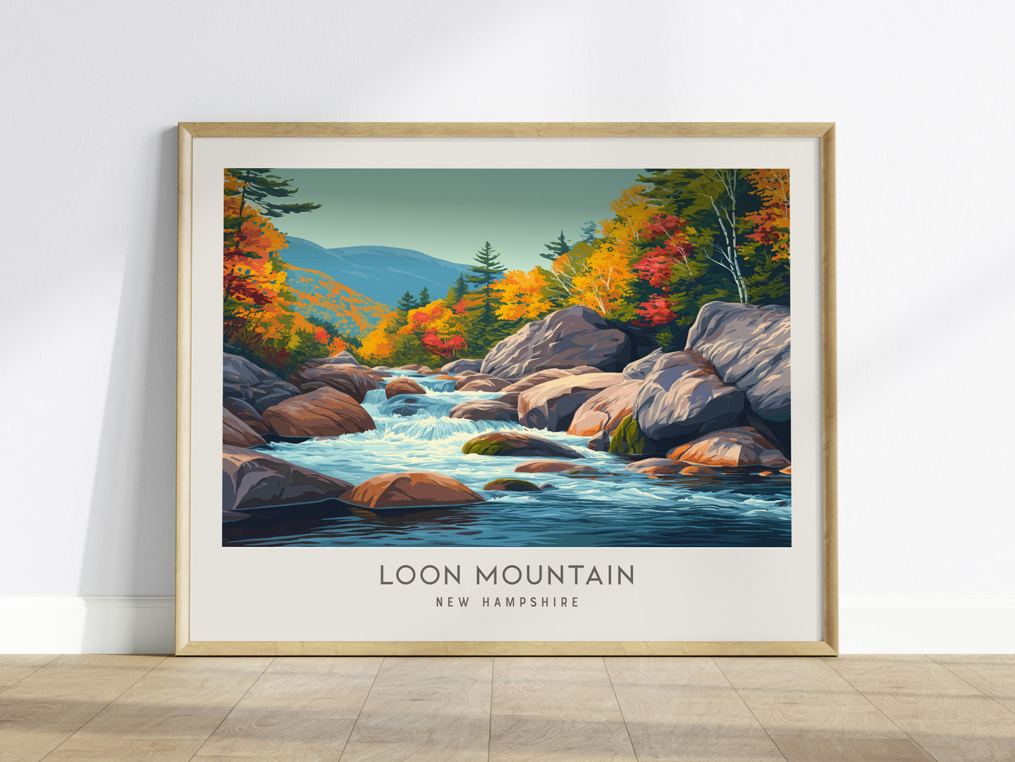 Loon Mountain Landscape Matte Border Poster | New Hampshire Vacation Wall Art — framed wall art