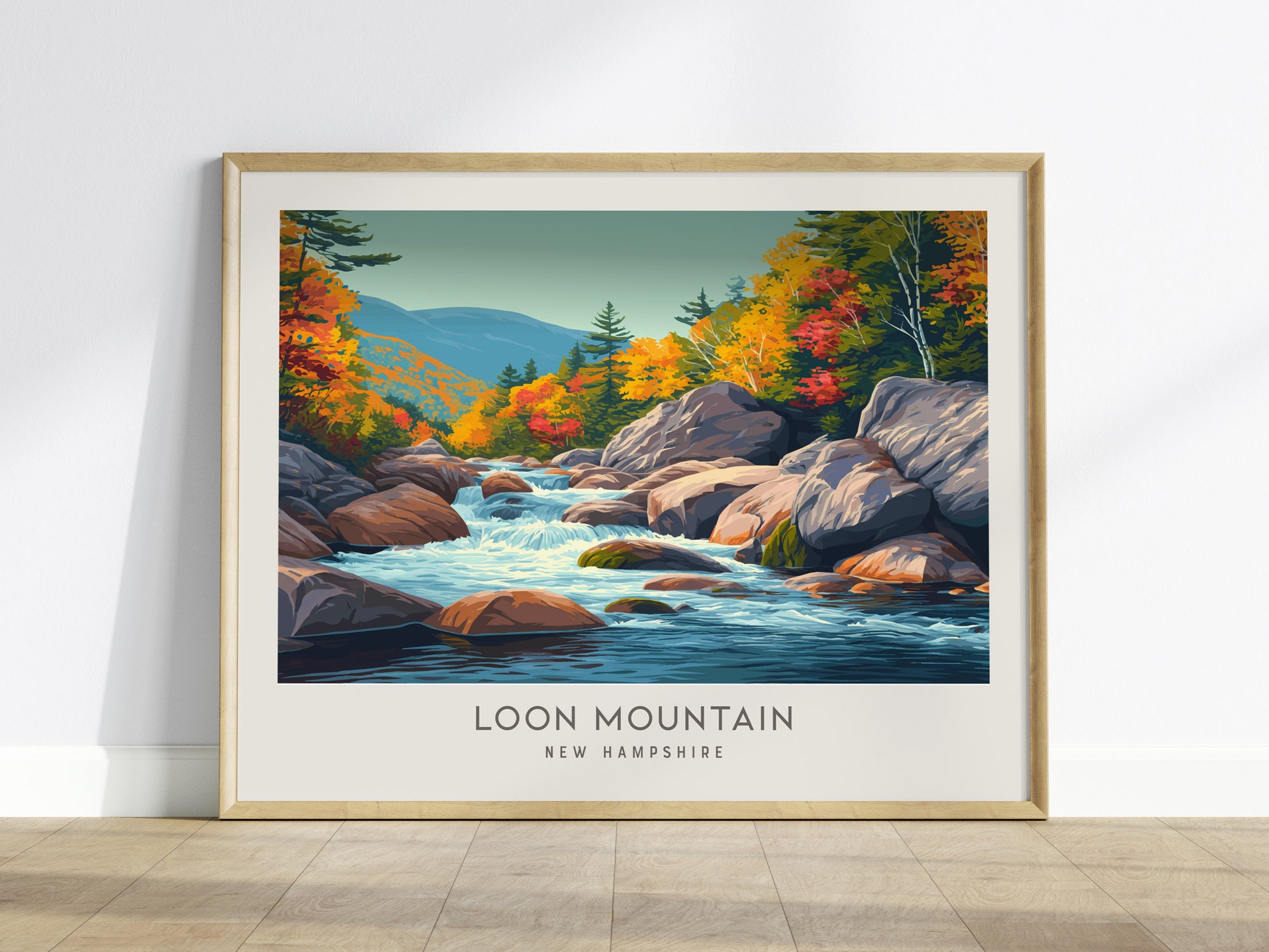 Loon Mountain Landscape Matte Border Poster | New Hampshire Vacation Wall Art — framed wall art