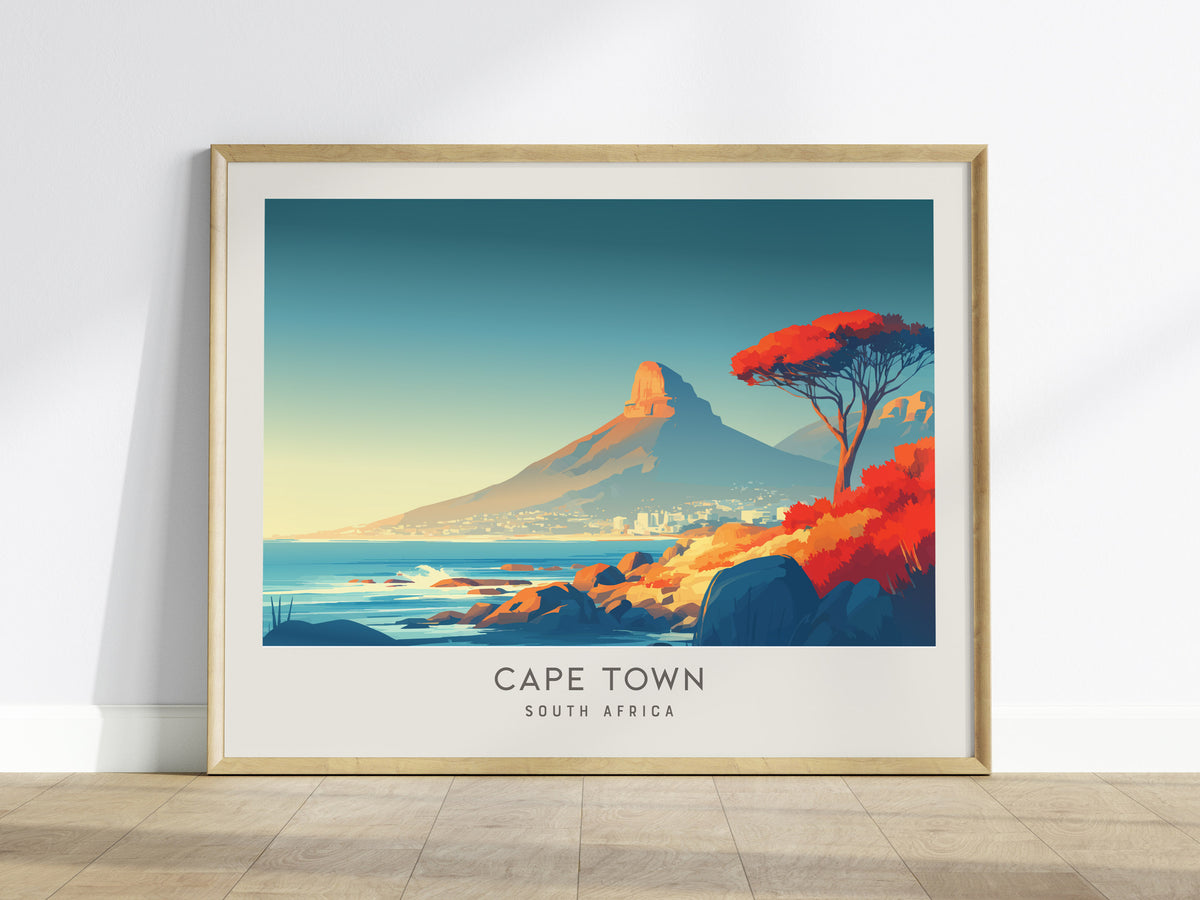 Cape Town Landscape Matte Border Poster | South Africa Vacation Wall Art — framed wall art