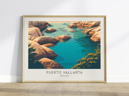 Puerto Vallarta Landscape Matte Border Poster | Travel Wall Art — framed wall art