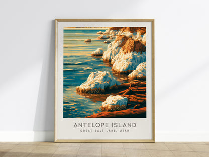 Antelope Island Matte Border Poster | Great Salt Lake, Utah Travel Wall Art — framed wall art