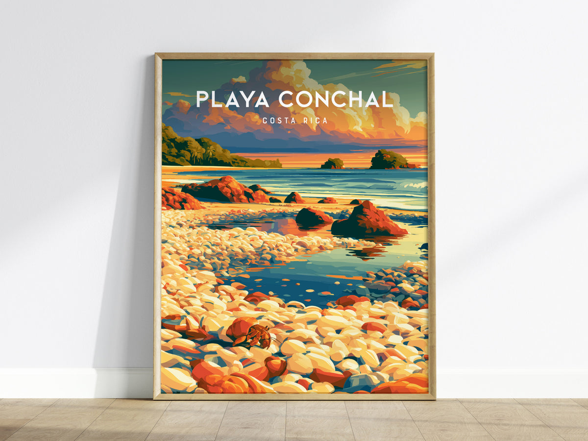 Playa Conchal, Costa Rica Poster | Tropical Beach Print Coastal Wall Art — framed wall art
