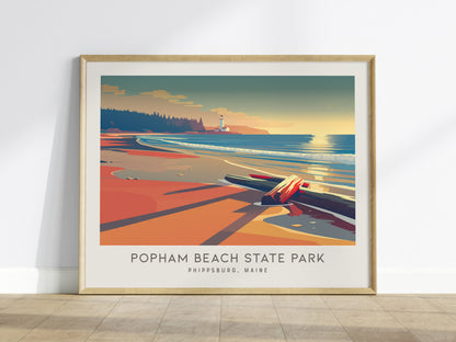 Popham Beach State Park Landscape Matte Border Poster | Phippsburg, Maine Travel Wall Art — framed wall art