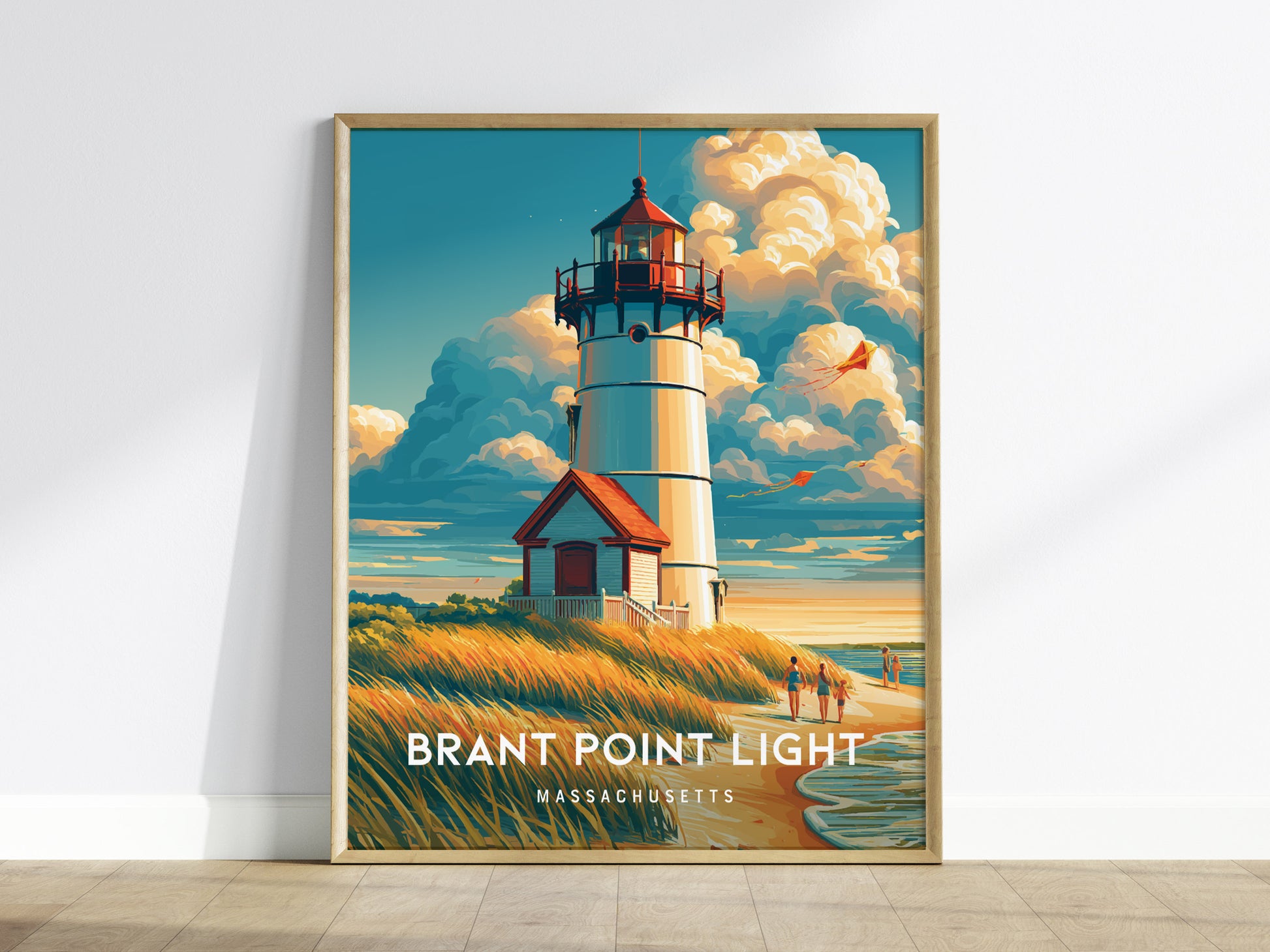 Brant Point Light, Massachusetts Poster | Nantucket Lighthouse & Harbor Wall Art — framed wall art