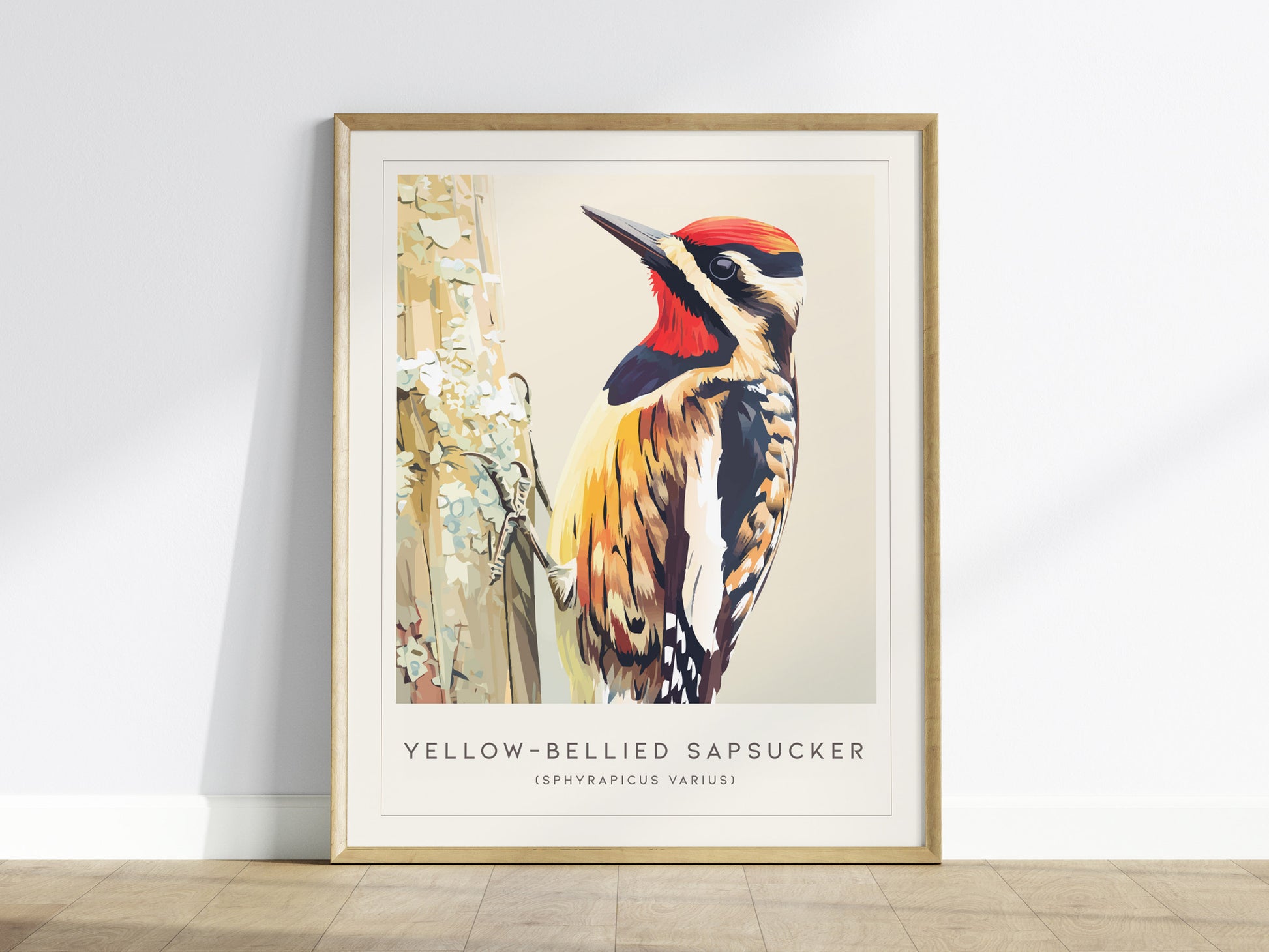 Yellow-bellied Sapsucker, Sphyrapicus varius Poster | Woodland Bird Wall Art — framed wall art