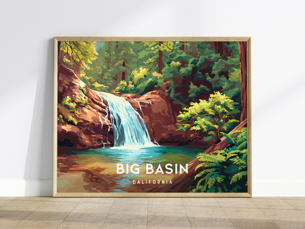 Big Basin Redwoods, California Landscape Poster | Ancient Forest Travel Wall Art — framed wall art